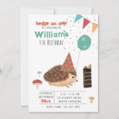 Invitation Hedgehog Mushroom Woodland Forest Balloon Birthday (Devant)