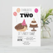 Invitation Hedgehog Mushroom Woodland Forest Funny Birthday (Debout devant)