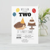 Invitation Hedgehog Mushroom Woodland Forest Funny Birthday (Debout devant)