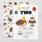 Invitation Hedgehog Mushroom Woodland Forest Funny Birthday (Devant / Derrière)