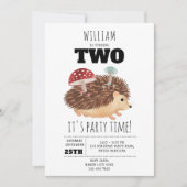 Invitation Hedgehog Mushroom Woodland Forest Funny Birthday (Devant)