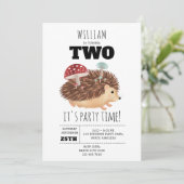 Invitation Hedgehog Mushroom Woodland Forest Funny Birthday (Debout devant)