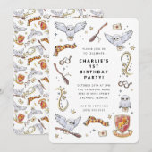 Invitation Hedwig Wizard Birthday Magic (Devant / Derrière)