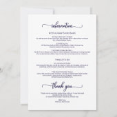 Invitation Heekend Mariage Horaire Elegant Chic Navy Bleu (Dos)
