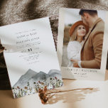 Invitation HEIDI Boho Aquarelle Fleur sauvage de montagne Mar<br><div class="desc">Ce faire-part de mariage présente des montagnes d'aquarelle boho et des fleurs sauvages colorés au design simple et minimaliste. C'est l'invitation parfaite pour une fête des mariages de montagne du printemps ou de l'automne. Modifiez facilement la plupart du texte et la photo à l'arrière pour votre touche personnelle.</div>