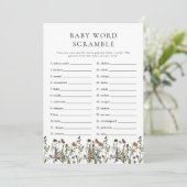 Invitation HEIDI Boho Fleur sauvage Baby Word Scramble Jeu (Debout devant)