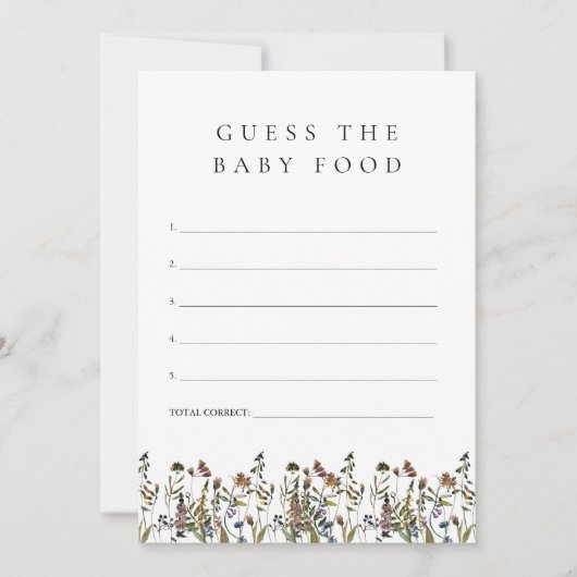 Invitation HEIDI Boho Fleur sauvage devine le jeu de nourritu (Devant)