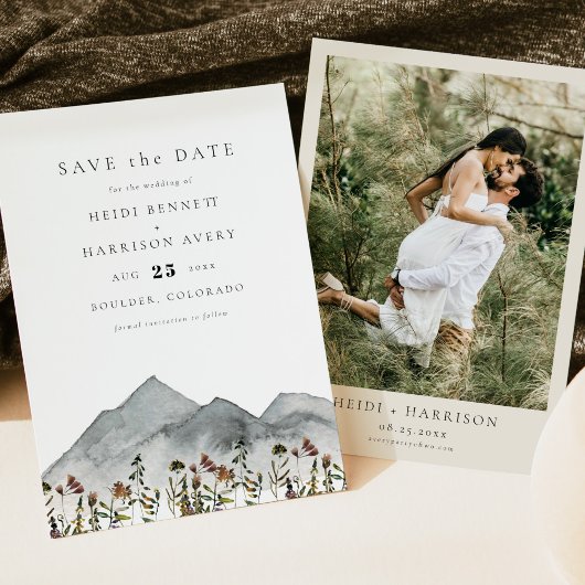 Invitation HEIDI Boho Mountain Fleur sauvage Photo Enregistre