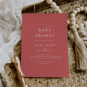 Invitation HEIDI Boho Red Summer Girl Baby shower simple