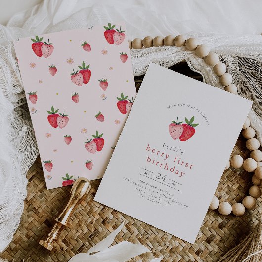 Invitation HEIDI Pink Summer Strawberry Berry Premier anniver