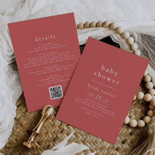 Invitation HEIDI Russe Rouge Summer Boho QR Simple Baby showe