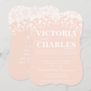 Invitation Heirloom Lace Rustique Grange Vintage Mariage rose