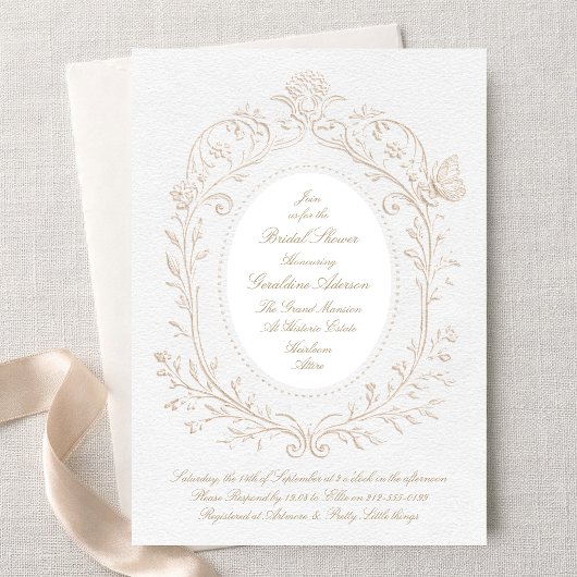 Invitation Heirloom Rococo Botanical Frame Bridal Shower