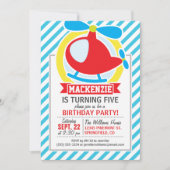 Invitation Hélicoptère mignon; Bleu & Blancs (Devant)