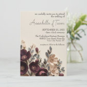 Invitation Hellebores Prune Foncé & Floral Maussade Eucalyptu (Debout devant)