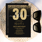 Invitation Hello 30! modern 30th birthday with gold glitter