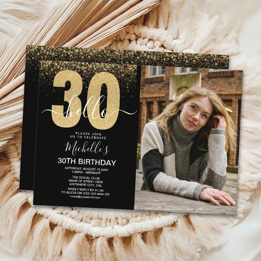 Invitation Hello 30 years - Modern Birthday with photo