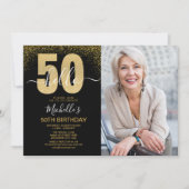 Invitation Hello 50! - Modern 50TH Birthday with photo (Devant)