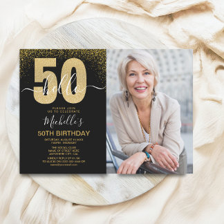 Invitation Hello 50! - Modern 50TH Birthday with photo