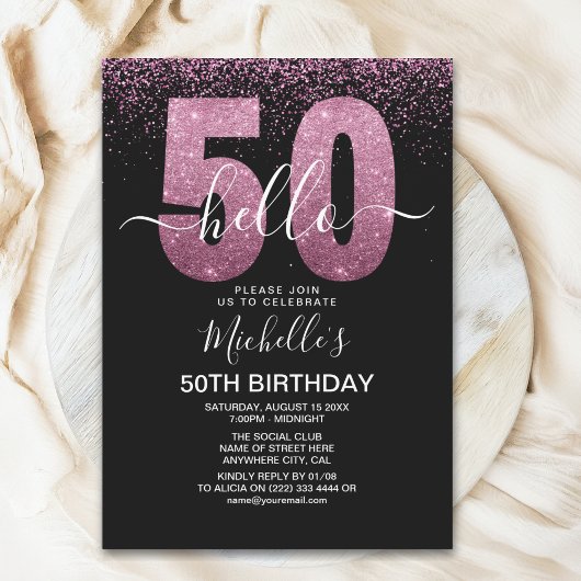 Invitation Hello 50 - Modern 50th birthday Women's