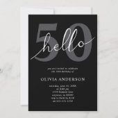 Invitation Hello 50 | Modern Chic Black 50th Birthday Party (Devant)
