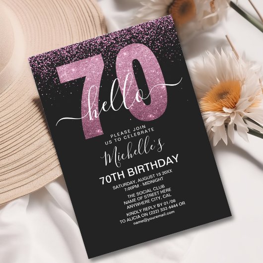 Invitation Hello 70 years modern birthday with photo