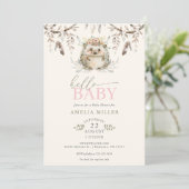 Invitation Hello Baby Boho Hedgehog Girl Baby Shower (Debout devant)