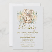 Invitation Hello Baby Boho Neutral Koala Bear (Devant)