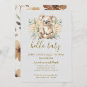 Invitation Hello Baby Boho Neutral Koala Bear (Devant / Derrière)
