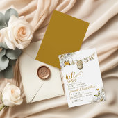 Invitation Hello Baby Botanical Clothes Neutral Baby Shower