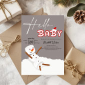 Invitation Hello Baby Cute Snowman Baby Shower