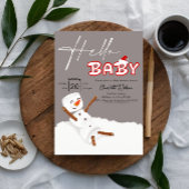 Invitation Hello Baby Cute Snowman Baby Shower