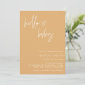 Invitation Hello Baby Minimalist Mustard Boho Baby shower Inv (Debout devant)