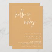 Invitation Hello Baby Minimalist Mustard Boho Baby shower Inv (Devant / Derrière)