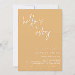 Invitation Hello Baby Minimalist Mustard Boho Baby shower Inv
