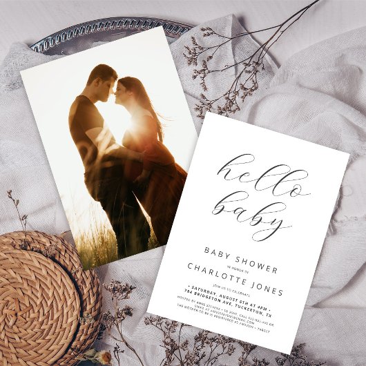 Invitation Hello Baby Modern Minimal Baby shower photo