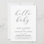 Invitation Hello Baby Modern Minimal QR Code Baby shower (Devant)