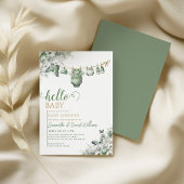 Invitation Hello Baby Sage Green Botanical Baby Shower