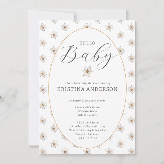 Invitation Hello Baby Spring Daffodil Baby Shower (Devant)