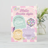 Invitation Hello Double Digits 10th birthday party (Debout devant)