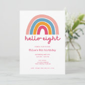 Invitation Hello Eight Rainbow Girl's 8th Birthday Party (Debout devant)