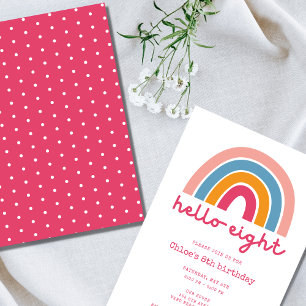 Invitation Hello Eight Rainbow Girl's 8th Birthday Party