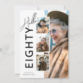 Invitation Hello EIGHTY' Modern Photo Collage 80th Birthday (Devant)