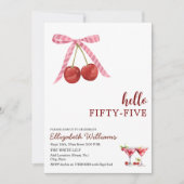Invitation Hello Fifty Five Cherry Martini Birthday Party (Devant)