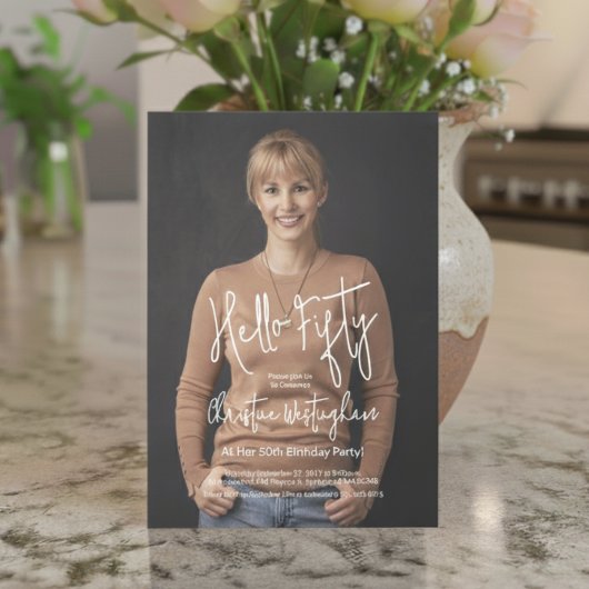 Invitation Hello Fifty Photo 50th Fiftieth Birthday