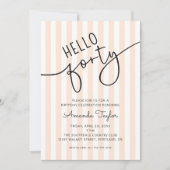 Invitation Hello Forty Modern Script Chic 40th Birthday Party (Devant)