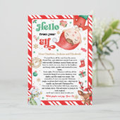 Invitation Hello From Elf Arrival Letter I'm Back Christmas (Debout devant)