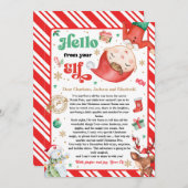 Invitation Hello From Elf Arrival Letter I'm Back Christmas (Devant / Derrière)