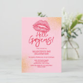 Invitation Hello Gorgeous Galentine's Day Pink (Debout devant)