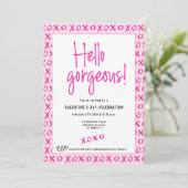 Invitation Hello gorgeous Galentine's Day XOXO pink Custom (Debout devant)